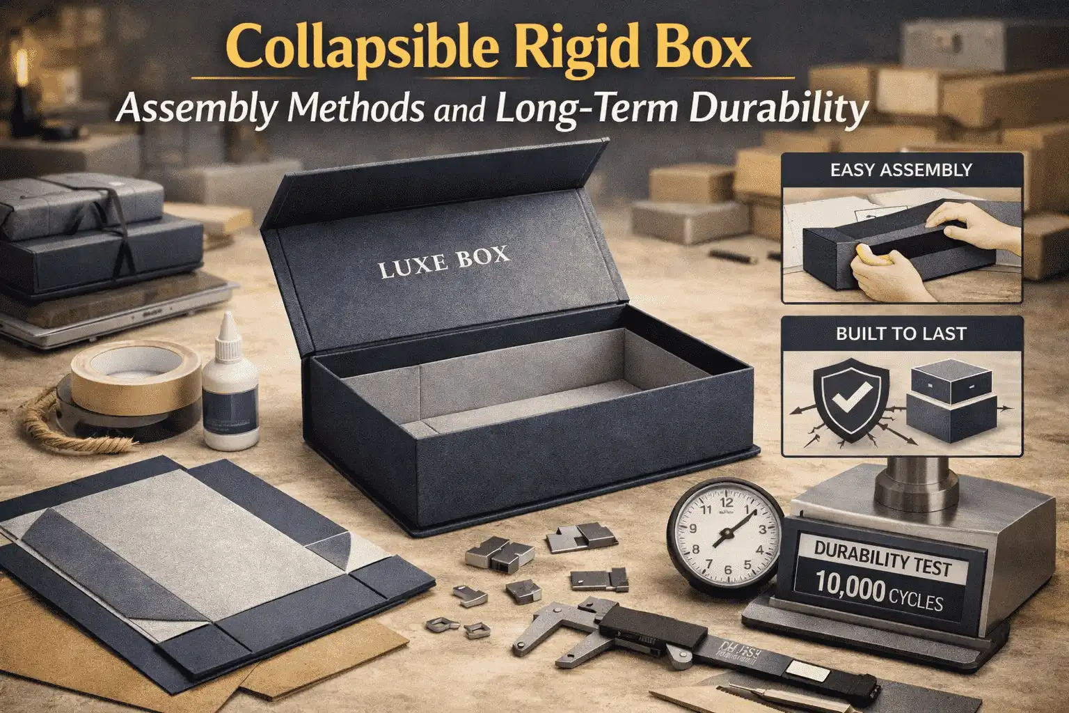 Collapsible Rigid Box Assembly Methods and Long-Term Durability